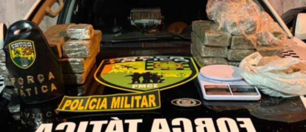 PMCE apreende 20 kg de maconha e prende suspeito de tráfico em Pacatuba