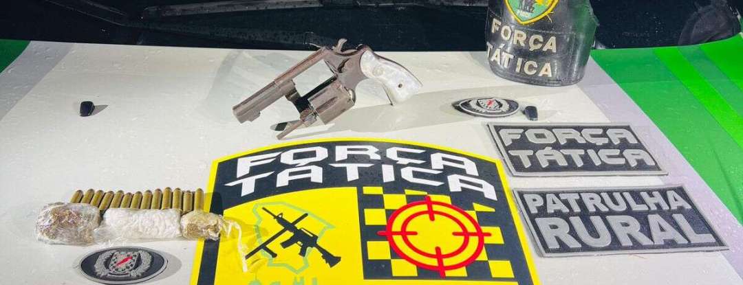 Polícia Militar prende suspeito com arma de fogo e drogas na Região Metropolitana de Fortaleza