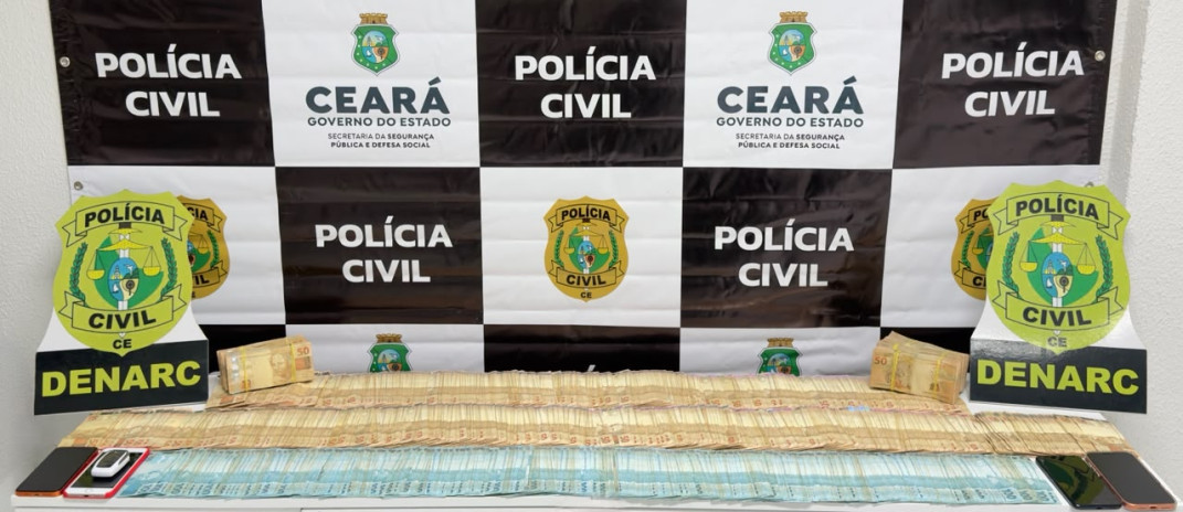 Em Fortaleza, dupla suspeita de tráfico de drogas e lavagem de dinheiro é presa pela PCCE em posse de R$ 184 mil em espécie