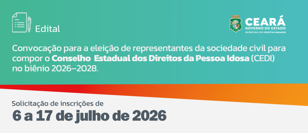 Conselho Estadual dos Direitos da Pessoa Idosa lança edital para processo eleitoral de representantes da sociedade civil