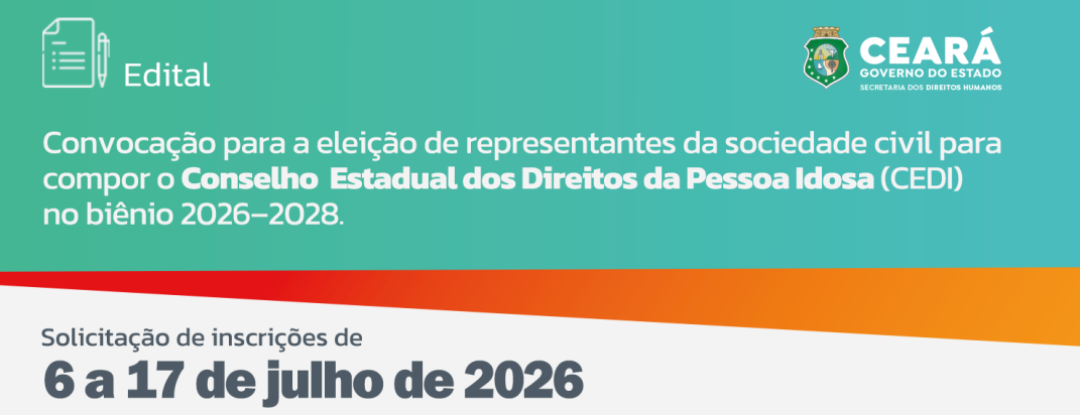 Conselho Estadual dos Direitos da Pessoa Idosa lança edital para processo eleitoral de representantes da sociedade civil